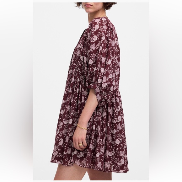 NWT Madewell Splitneck Puff Sleeve Dress in Floral - Picture 3 of 6